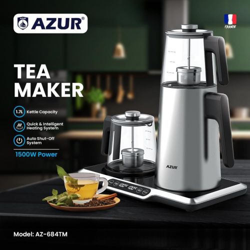گچین مال  - چای ساز AZUR مدل AZ-684TM - سیستم گرمایشی هوشمند و ظرفیت 1.7 لیتر
